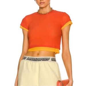 Simon Miller Orange and Yellow Layered Crop Tee